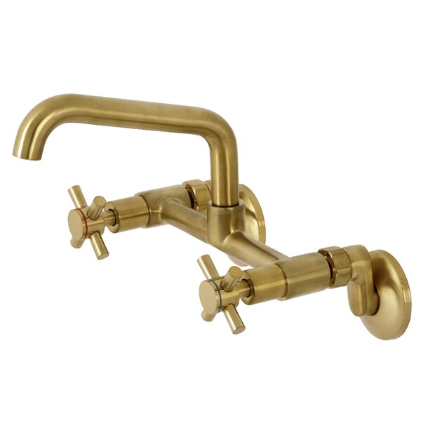 Kingston Brass KS423SB Concord Two-Handle Wall-Mount Kitchen Faucet, Brushed Brass KS423SB - main